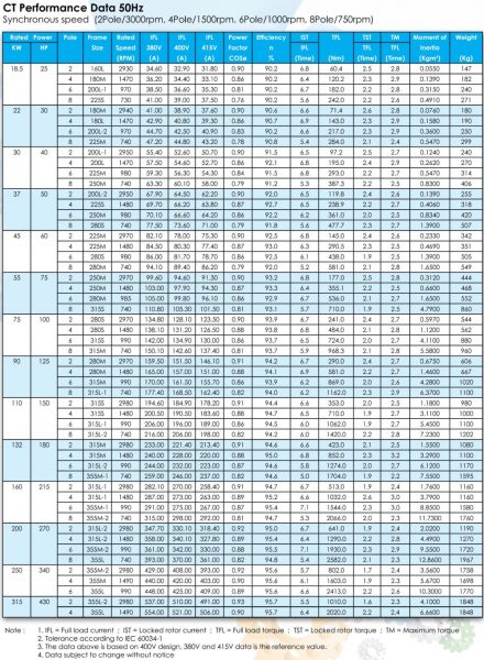 CT Series – Standard Efficiency (IE1) 3 Phase Cast Iron Induction Motor ...