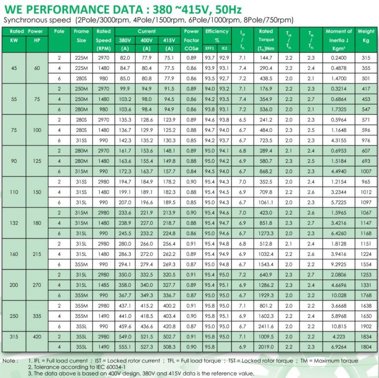 WE Series – High Efficiency (IE2) 3 Phase Cast Iron Induction Motor ...